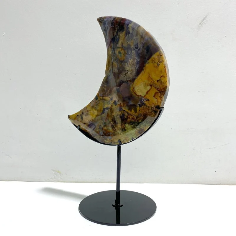 Unique Large Ocean Jasper Moon Carving With Stand #5 - Image 2