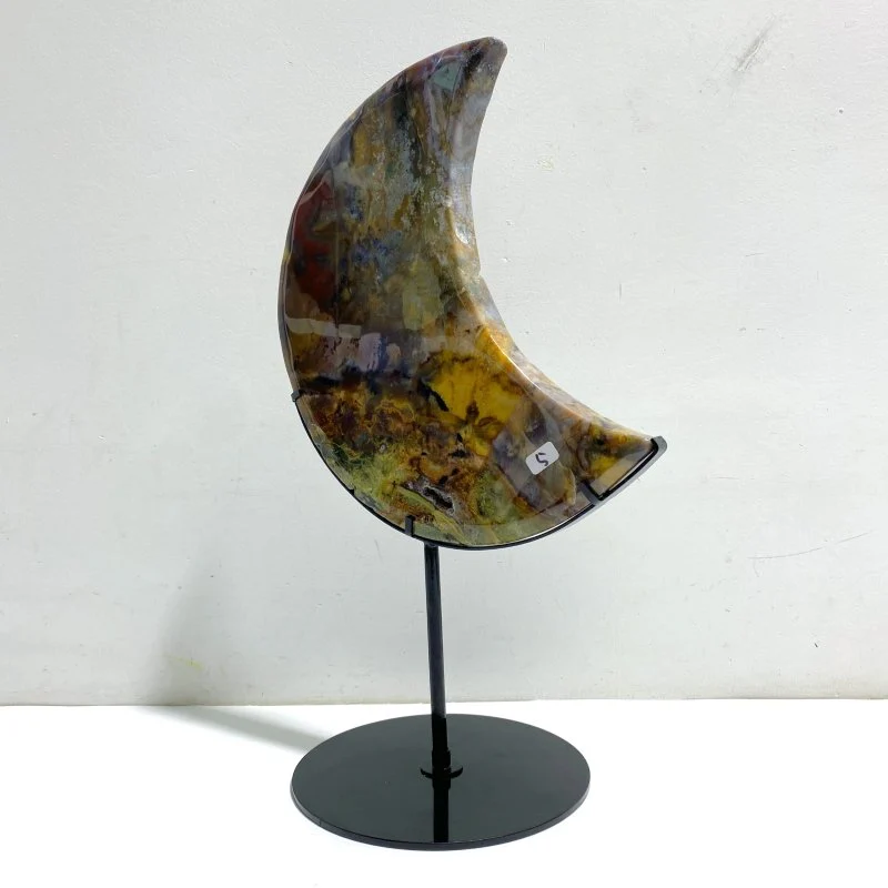Unique Large Ocean Jasper Moon Carving With Stand #5 - Image 4