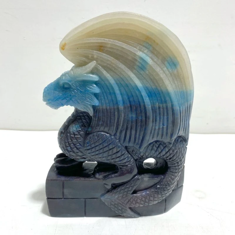 Unique Trolleite Flying Dragon and Castle Carving