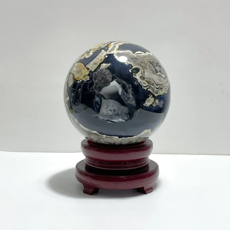 Unique Large 20.5cm Volcano Agate Sphere Ball (UV-Reactive)