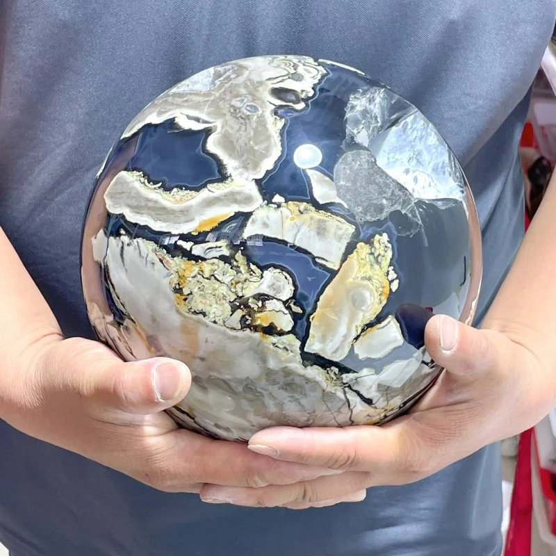 Unique Large 20.5cm Volcano Agate Sphere Ball (UV-Reactive) - Image 2