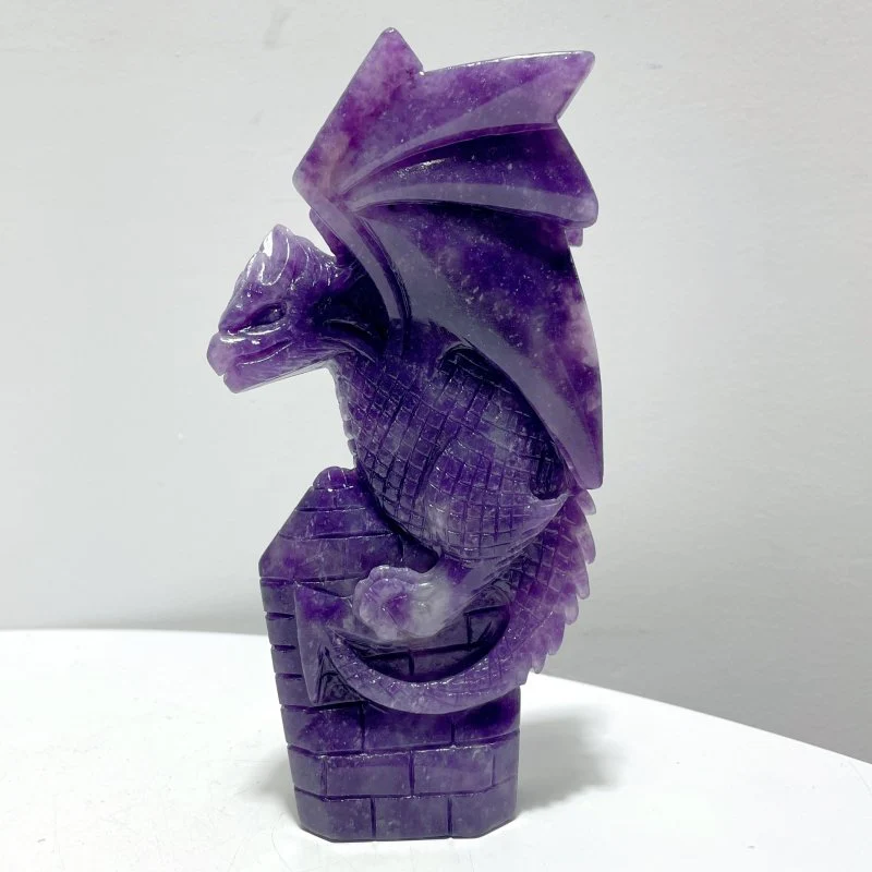 2 Pieces Unique Lepidolite Flying Dragon Carving - Image 3