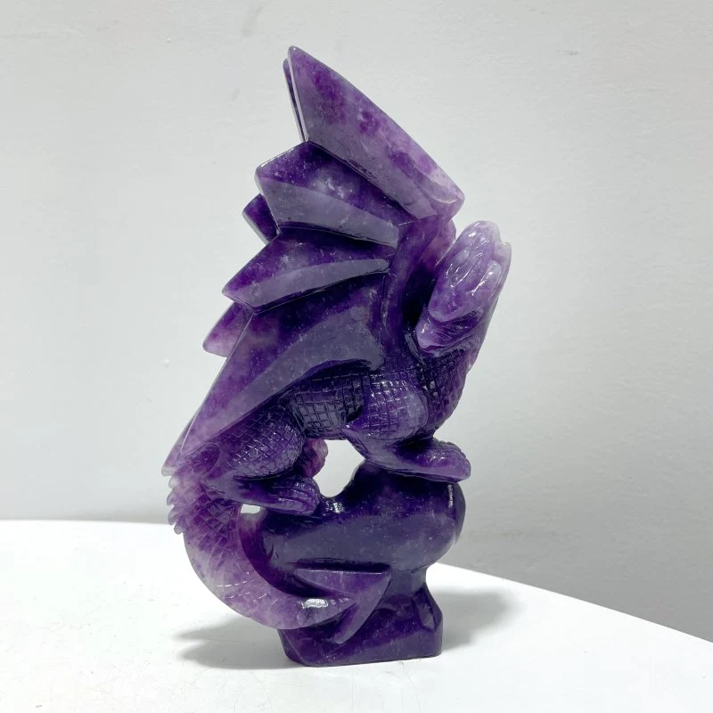 2 Pieces Unique Lepidolite Flying Dragon Carving - Image 5