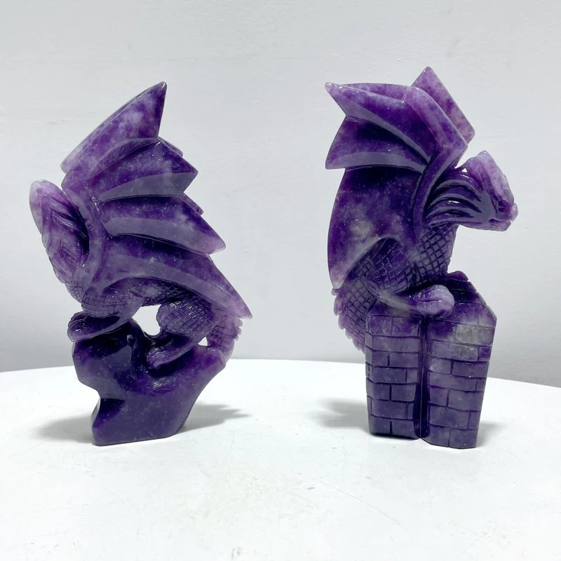 2 Pieces Unique Lepidolite Flying Dragon Carving - Image 6