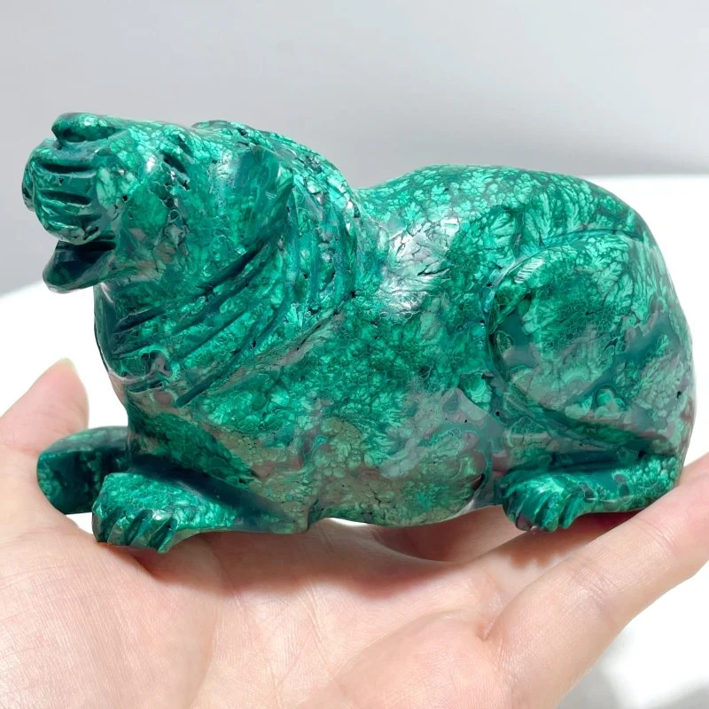 2 Pieces Unique Malachite Lion Carving - Image 2