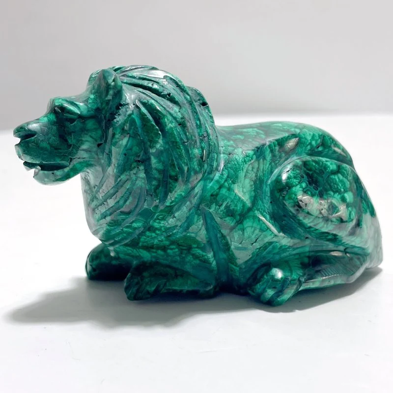 2 Pieces Unique Malachite Lion Carving - Image 5