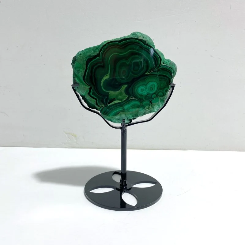 Unique Malachite Specimen Raw Bottom With Stand