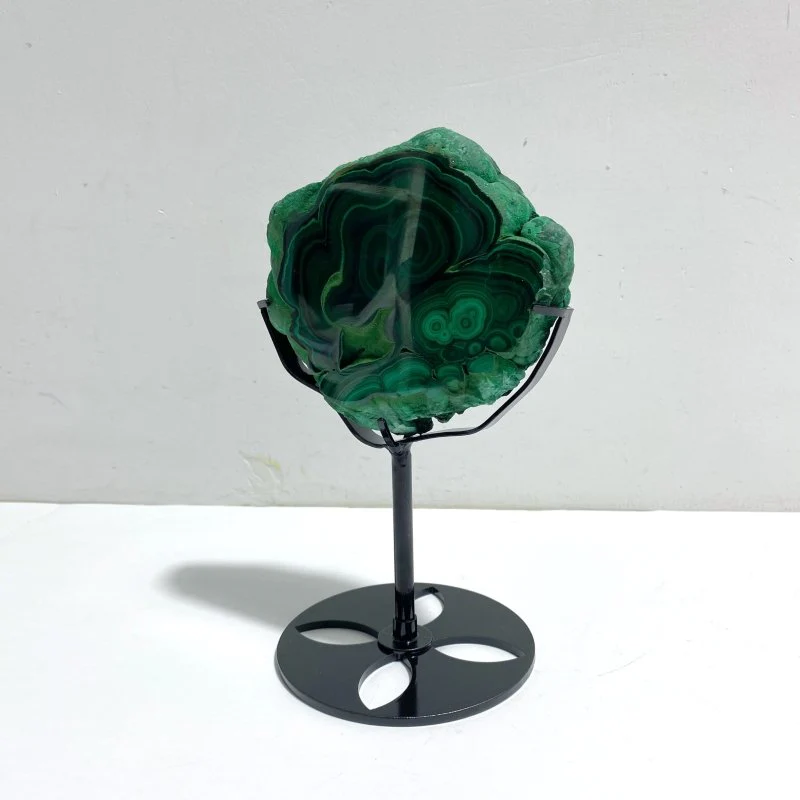 Unique Malachite Specimen Raw Bottom With Stand - Image 2