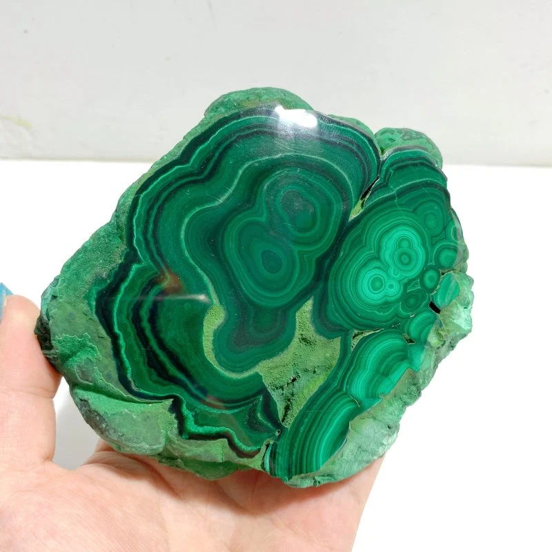 Unique Malachite Specimen Raw Bottom With Stand - Image 3