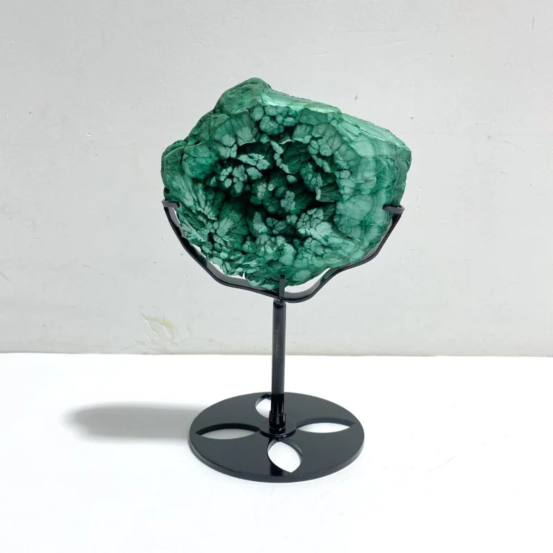 Unique Malachite Specimen Raw Bottom With Stand - Image 4