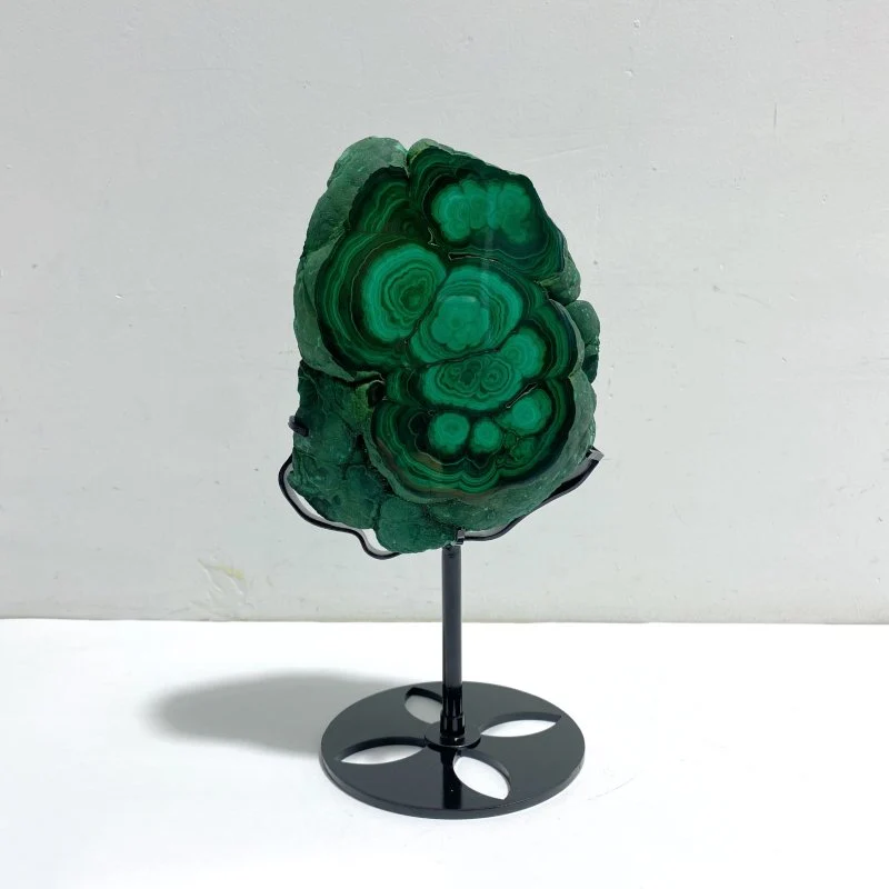 Unique Malachite Specimen Raw Bottom With Stand