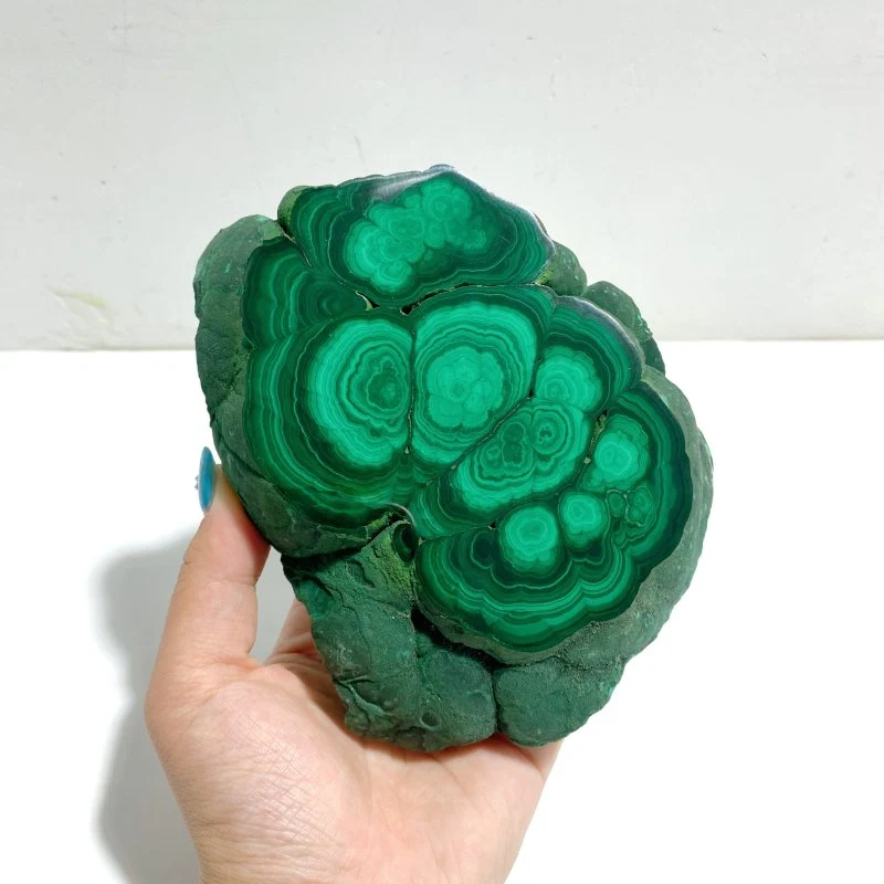 Unique Malachite Specimen Raw Bottom With Stand - Image 3