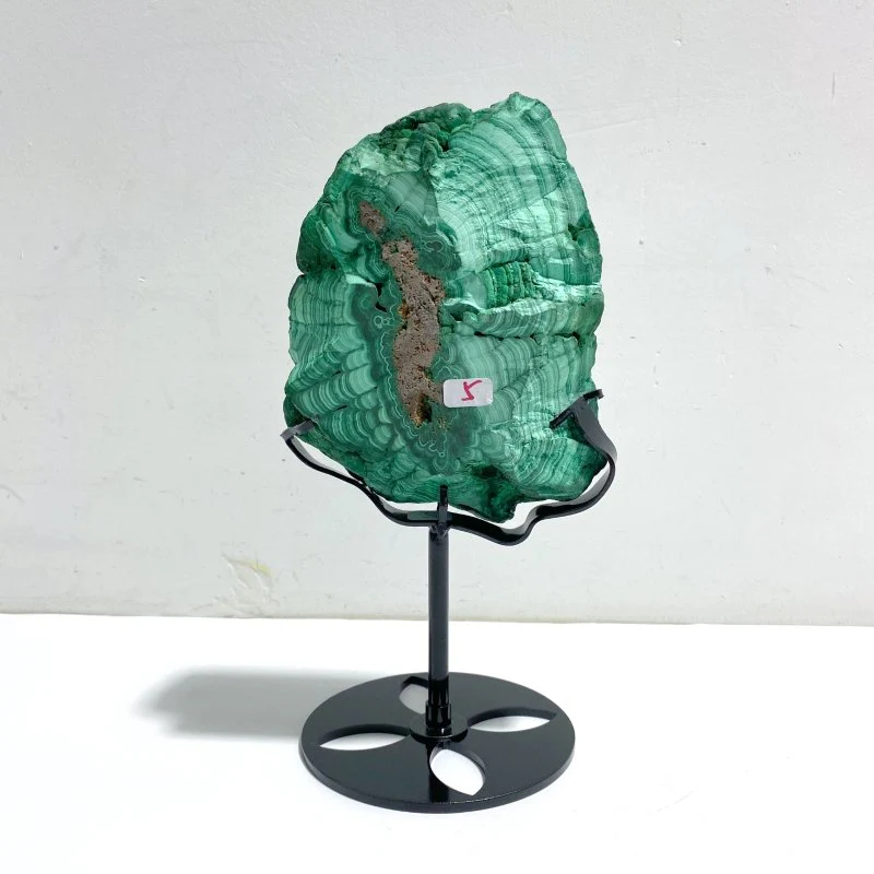 Unique Malachite Specimen Raw Bottom With Stand - Image 4