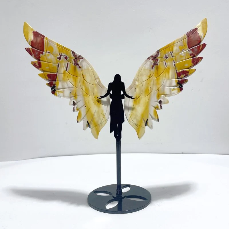 Unique Mookaite Angel Wing Carving With Stand