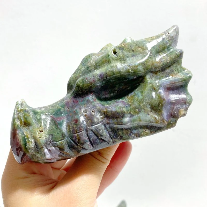 7 Pieces Unique Ocean Jasper Dragon Head Carving - Image 3
