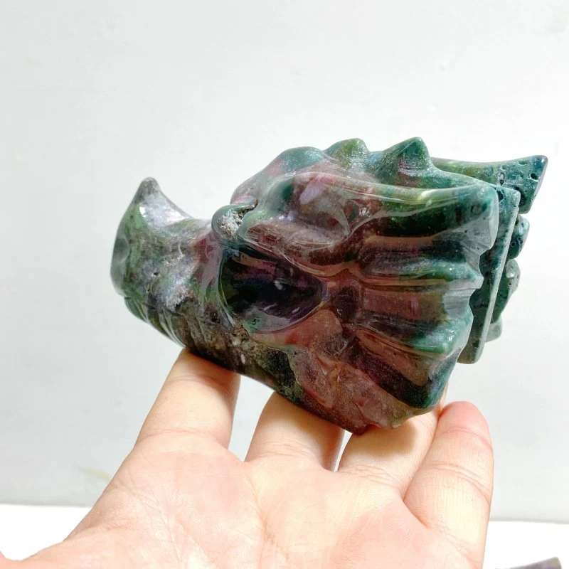 7 Pieces Unique Ocean Jasper Dragon Head Carving - Image 5