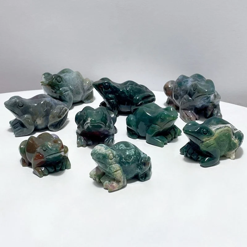 9 Pieces Unique Ocean Jasper Frog Carving - Image 2