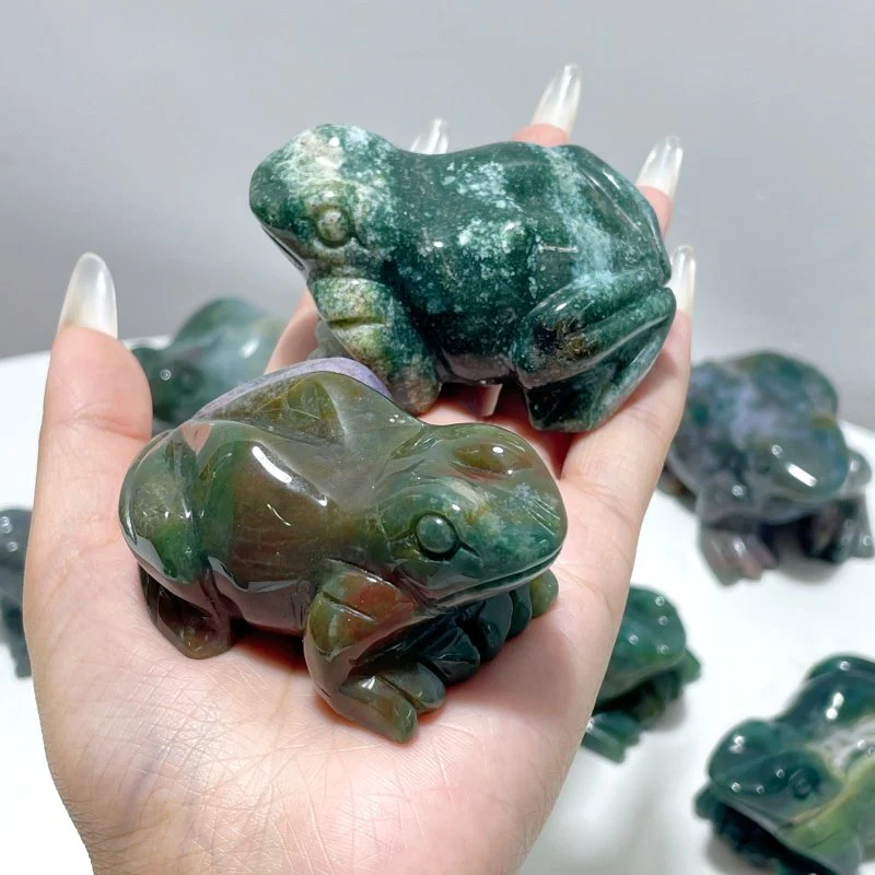 9 Pieces Unique Ocean Jasper Frog Carving - Image 3