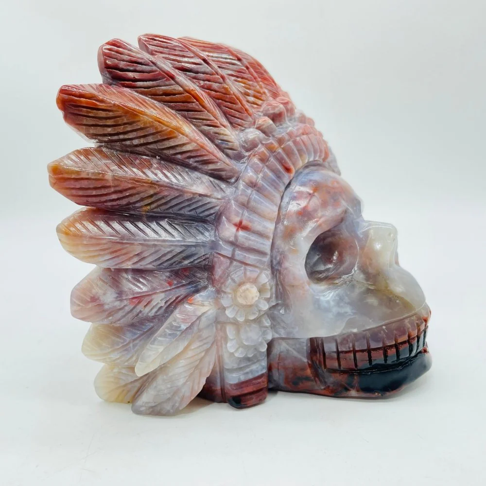Unique Ocean Jasper Maya Skull Carving - Image 2
