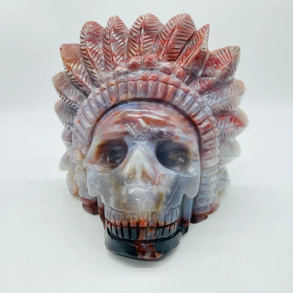Unique Ocean Jasper Maya Skull Carving - Image 4