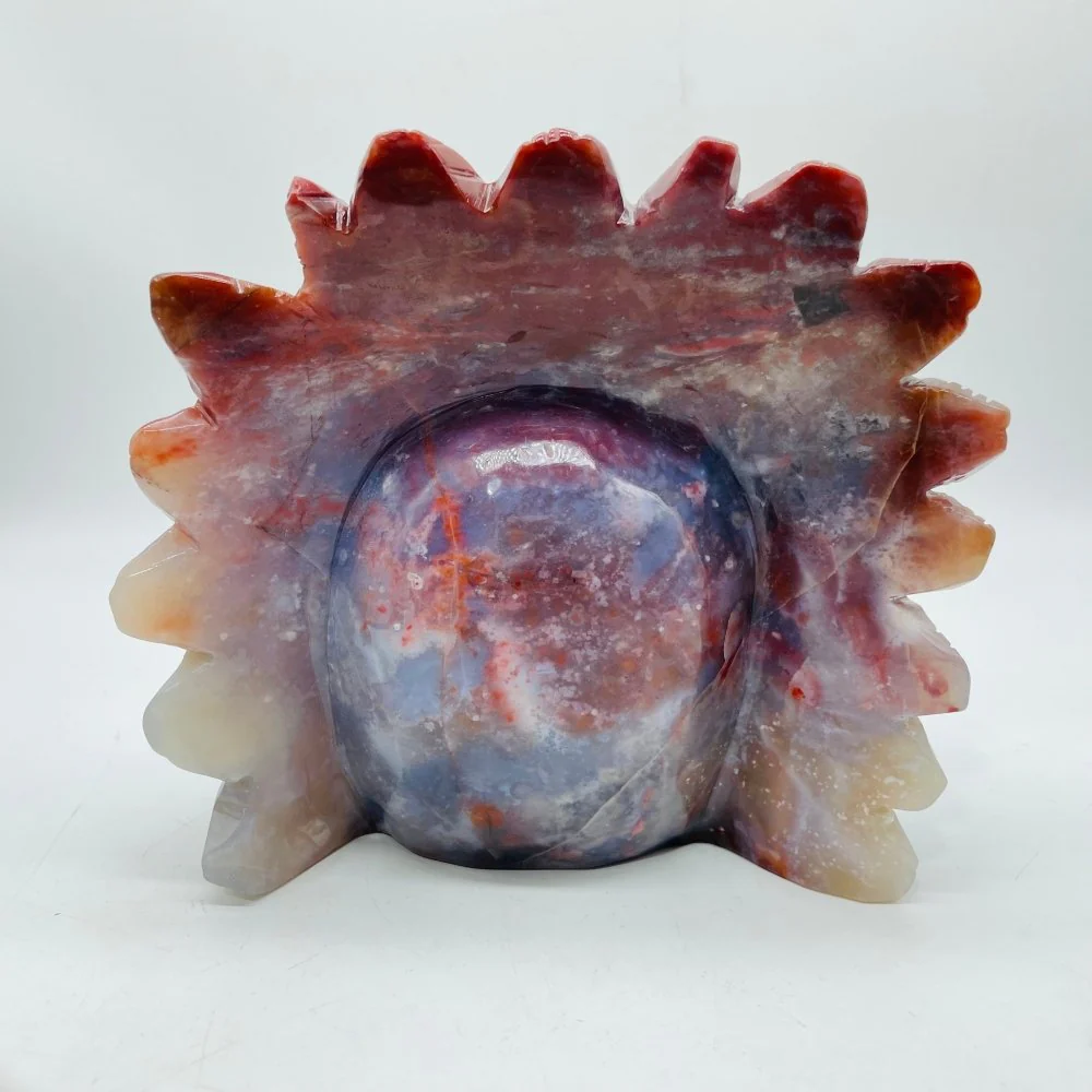 Unique Ocean Jasper Maya Skull Carving - Image 6