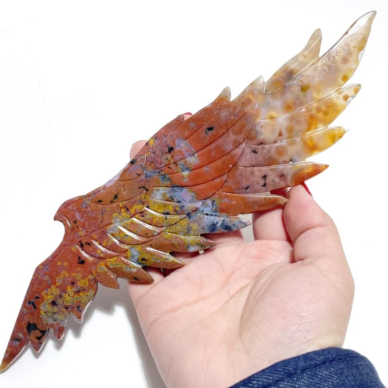 Unique Ocean Jasper Wing Carving With Stand - Image 4