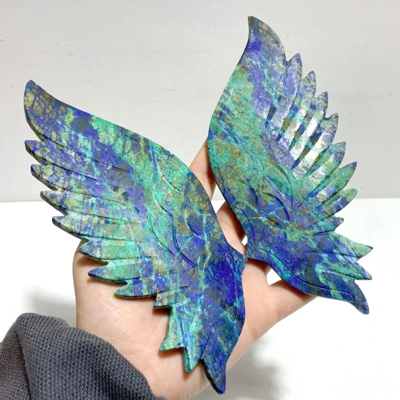 Unique Phoenix Pine Stone Angel Wing Carving With Stand - Image 2
