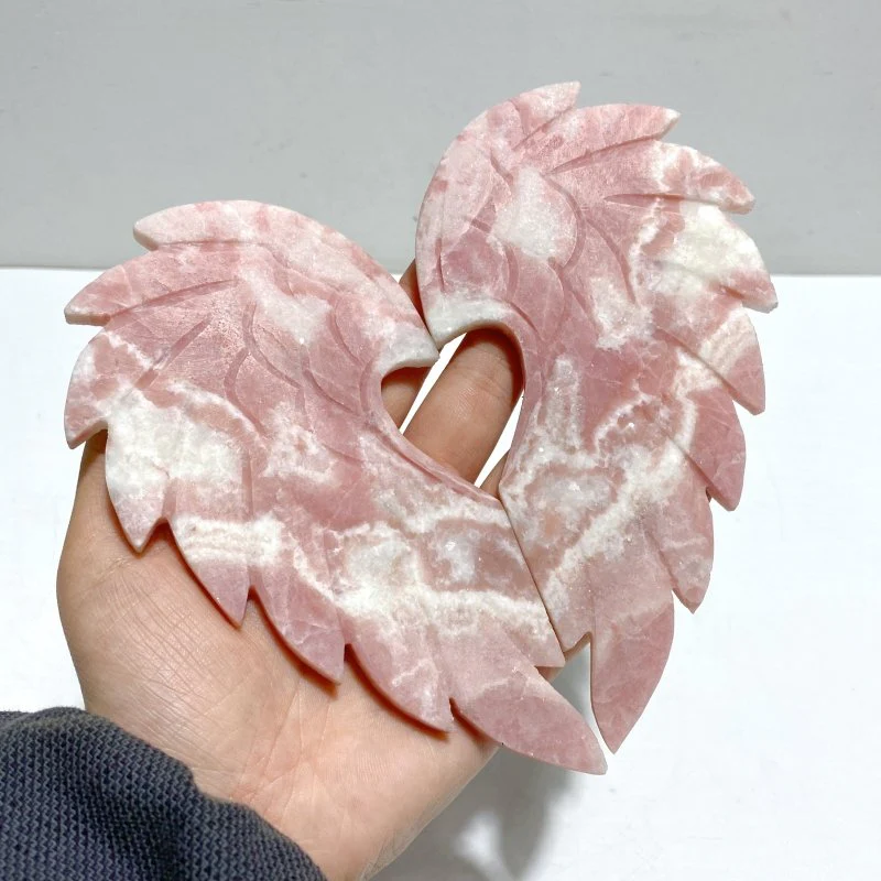 2 Pieces Pink Opal Heart Carving With Stand - Image 5