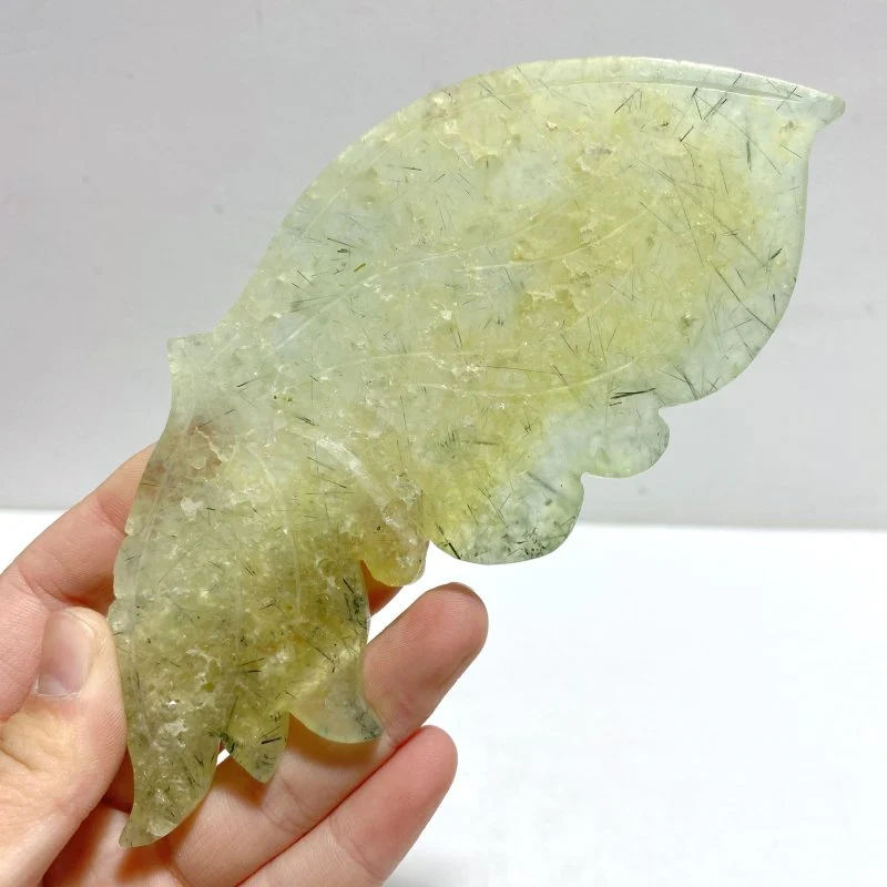 Unique Prehnite Butterfly Wing Carving With Stand - Image 4