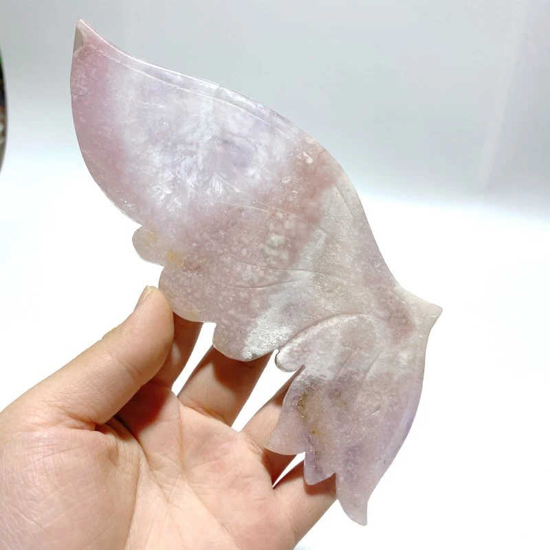 Unique Sakura Flower Agate Butterfly Wing Carving With Stand - Image 3