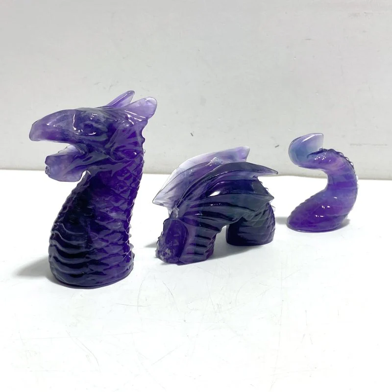 Unique Purple Fluorite Combination Dragon Carving Wholesale - Image 5