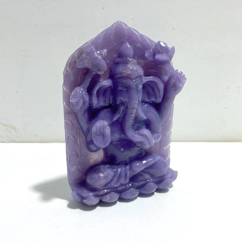Unique Purple Jade Ganesha Carving - Image 2