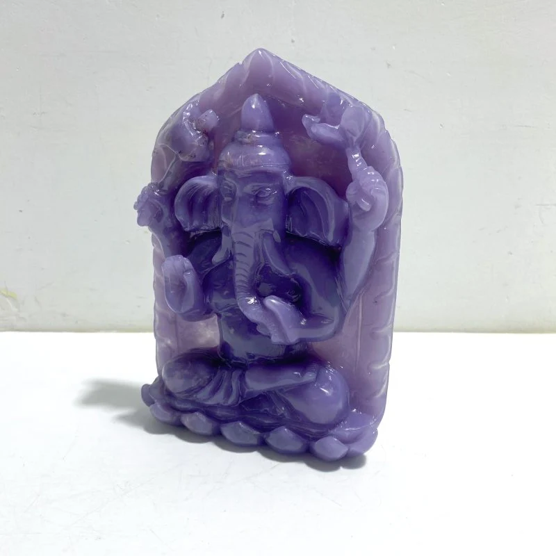 Unique Purple Jade Ganesha Carving - Image 3