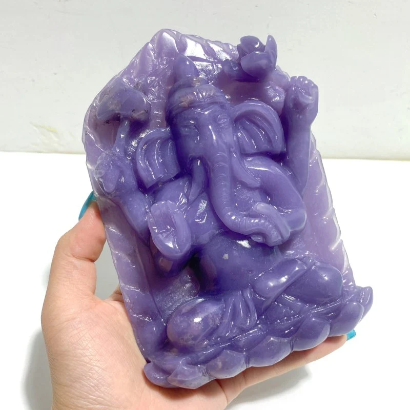 Unique Purple Jade Ganesha Carving - Image 4