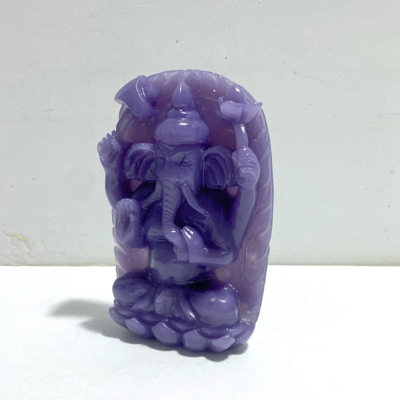 Unique Purple Jade Ganesha Carving - Image 2