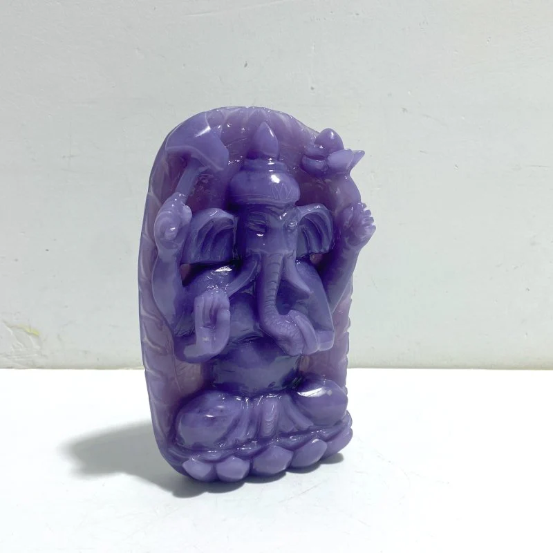 Unique Purple Jade Ganesha Carving - Image 3