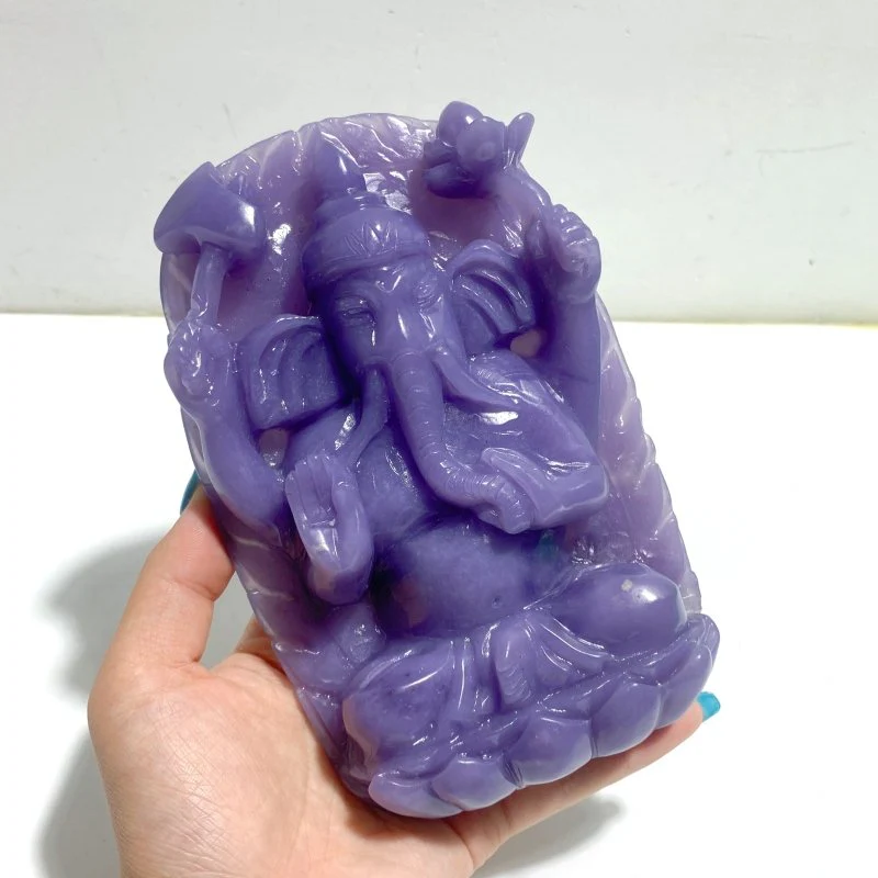 Unique Purple Jade Ganesha Carving - Image 4