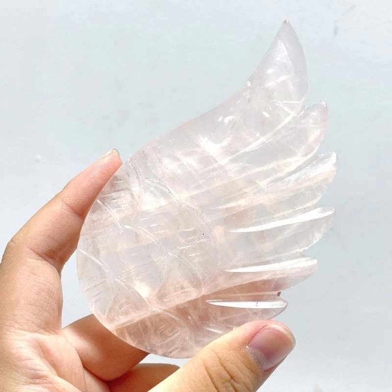 5 Pairs Unique Rose Quartz Angel Wing Carving With Stand - Image 5
