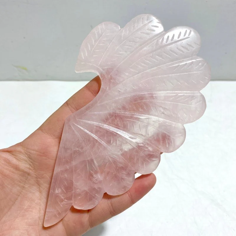 Unique Rose Quartz Heart Carving With Stand - Image 3