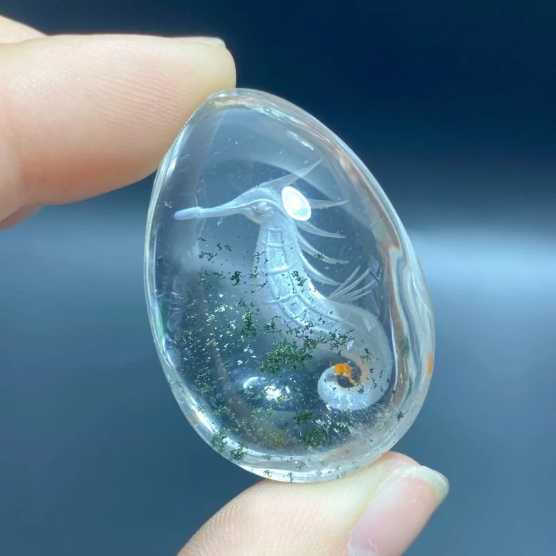 3 Pieces Unique Seahorse Garden Quartz Inner Scene Carving - Image 4