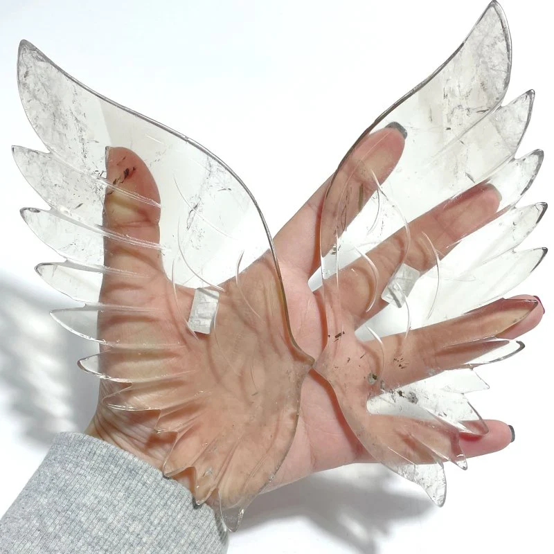 Unique Smoky Quartz Angel Carving Wing With Stand - Image 2