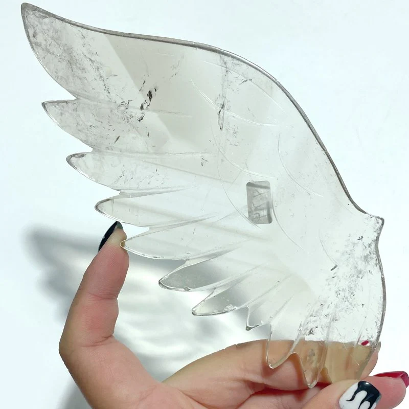Unique Smoky Quartz Angel Carving Wing With Stand - Image 3