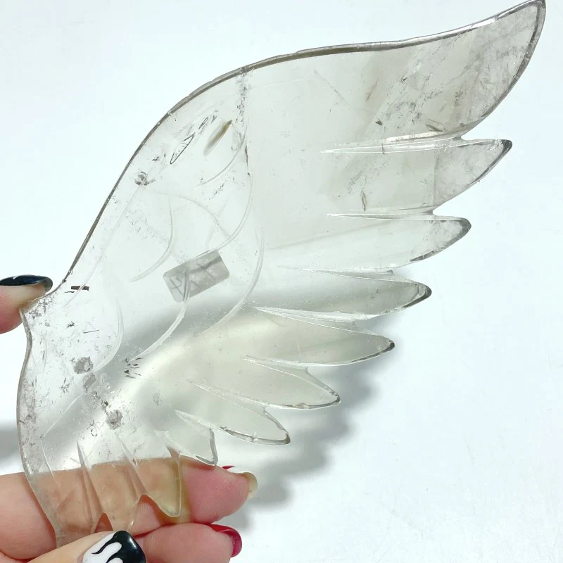 Unique Smoky Quartz Angel Carving Wing With Stand - Image 4