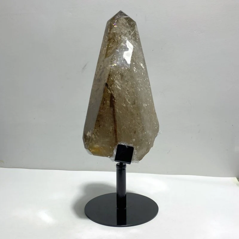 Unique Smoky Quartz Point With Rainbow With Stand - Image 2