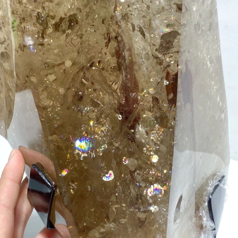 Unique Smoky Quartz Point With Rainbow With Stand - Image 6