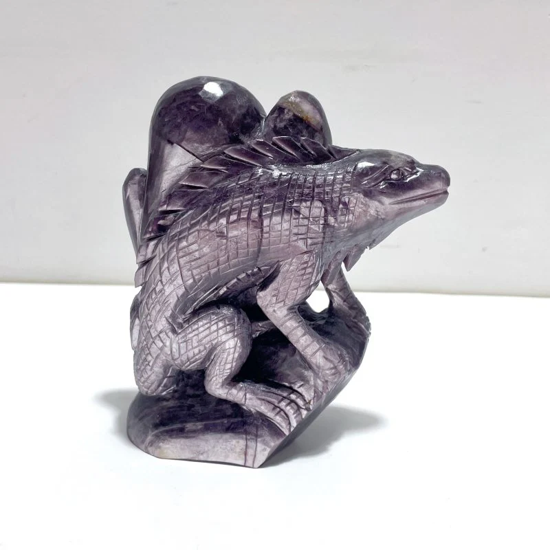 Unique Spark Lepidolite Lizard Carving