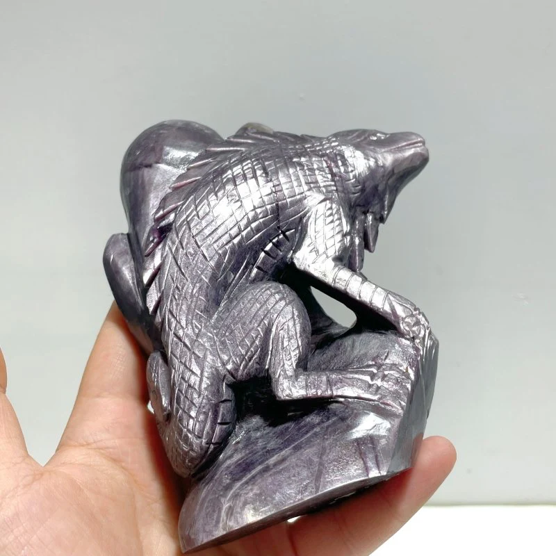 Unique Spark Lepidolite Lizard Carving - Image 3