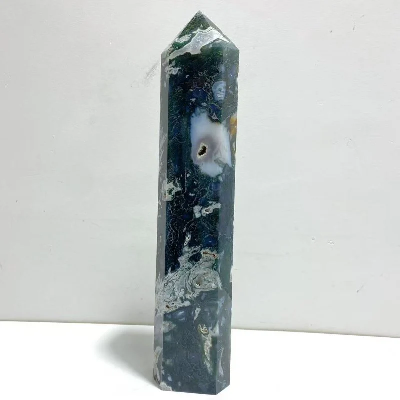 Unique Tall Geode Druzy Moss Agate Point