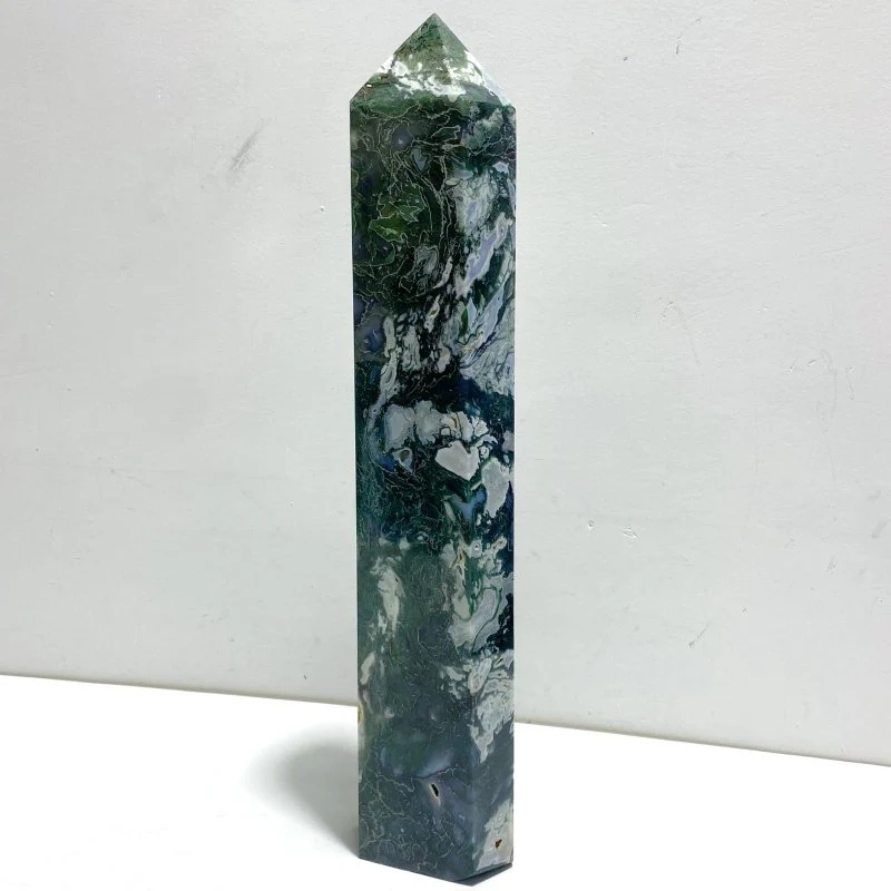 Unique Tall Geode Druzy Moss Agate Point - Image 2
