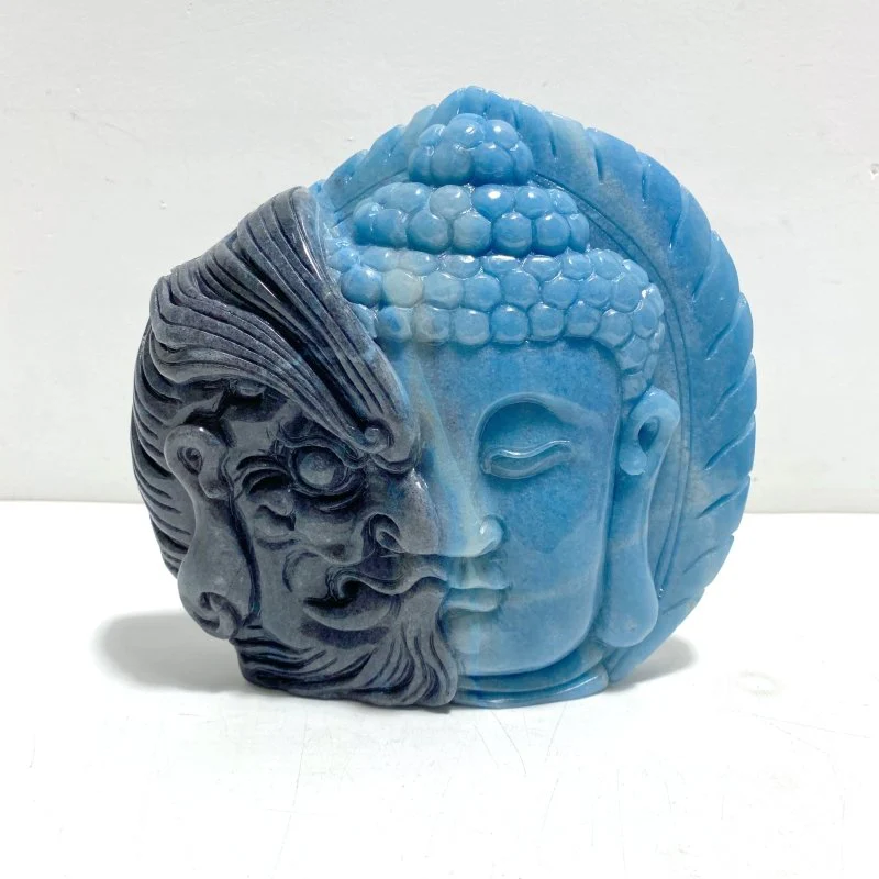 Trolleite Half Mara and Half Buddha Carving For Collection